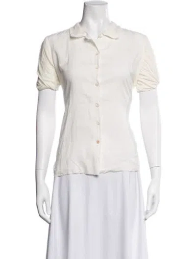 Pre-owned Hannoh Wessel Short Sleeve Button-up Top In White