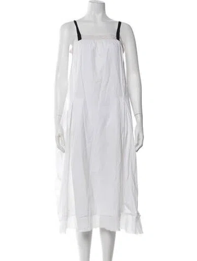 Pre-owned Hannoh Wessel Square Neckline Long Dress In White