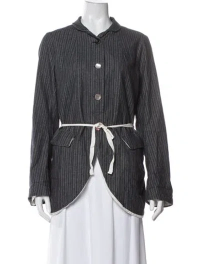 Pre-owned Hannoh Wessel Striped Jacket In Blue