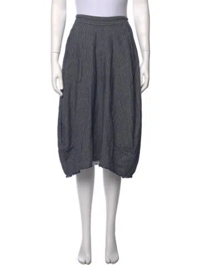 Pre-owned Hannoh Wessel Striped Midi Length Skirt In Blue