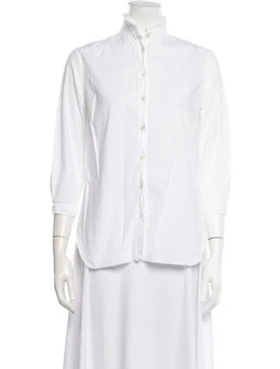 Pre-owned Hannoh Wessel Three-quarter Sleeve Blouse In White