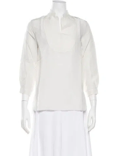 Pre-owned Hannoh Wessel Three-quarter Sleeve Top W/ Tags In White