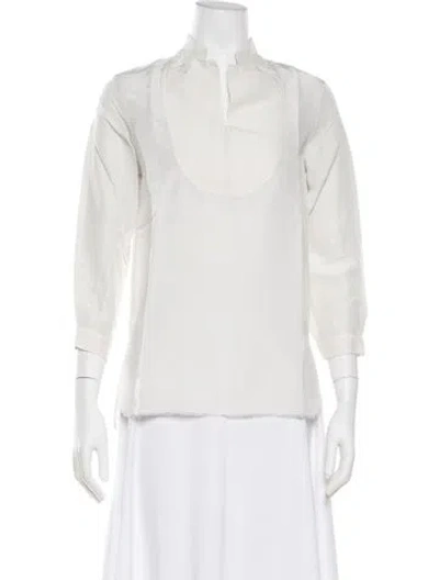 Pre-owned Hannoh Wessel Three-quarter Sleeve Top In White