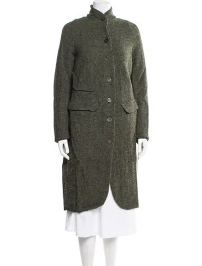 Pre-owned Hannoh Wessel Virgin Wool Tweed Pattern Coat W/ Tags In Green
