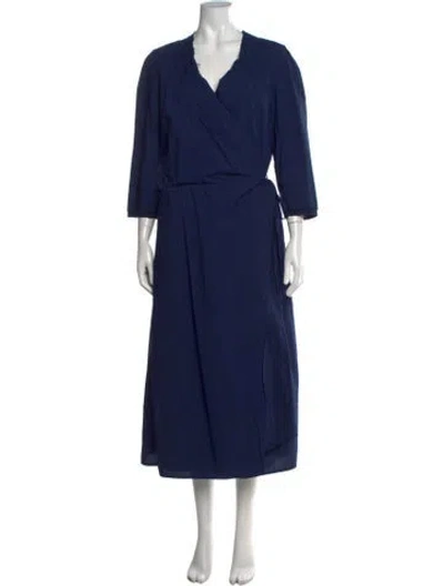 Pre-owned Hannoh Wessel V-neck Long Dress In Blue