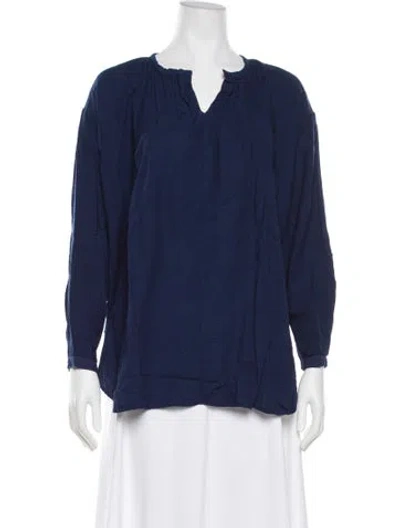 Pre-owned Hannoh Wessel V-neck Long Sleeve Top W/ Tags In Blue