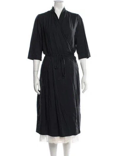 Pre-owned Hannoh Wessel V-neck Midi Length Dress In Blue