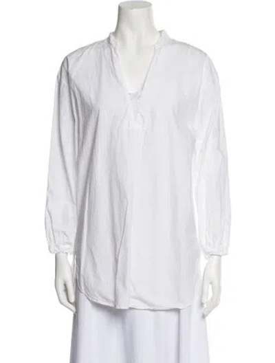 Pre-owned Hannoh Wessel V-neck Three-quarter Sleeve Tunic In White