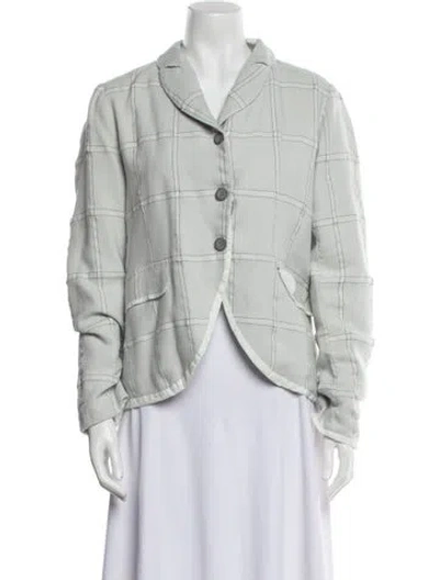 Pre-owned Hannoh Wessel Wool Patterned Blazer In Green