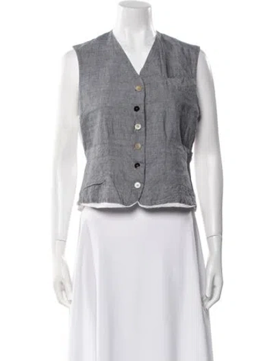 Pre-owned Hannoh Wessel Wool V-neck Crop Top In Gray