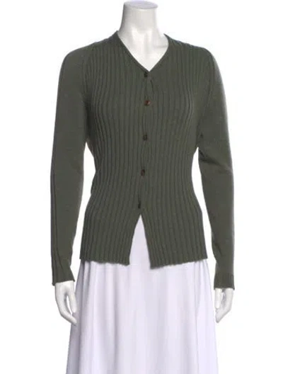 Pre-owned Hannoh Wessel Wool V-neck Sweater In Green