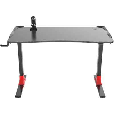 Hanover 47"x24" Sit/stand Game Desk, Rgb Lgts, Headphone & Controller Hldr In Gray
