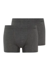 Hanro 2-pack Cotton Boxer Briefs With Covered Waistband In Coal Melange