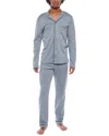 Hanro Night And Day Button Front Cotton Pajama Set In Blue