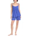 Hanro Womens Pleated Vest And Shorts Cotton Set Dazzling Blue In Blue
