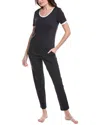 Hanro Natural Comfort Cropped Pajama Set In Blue