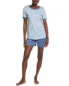 Hanro 2pc Laura Pajama Set In Blue
