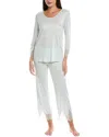 Hanro 2pc Melia Scalloped Lace Pajama Set In White