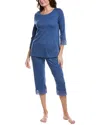 Hanro Moments Lace Trim Crop Pajamas