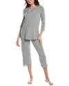 Hanro 2pc Natural Elegance Scalloped Lace Trim Pajama Set