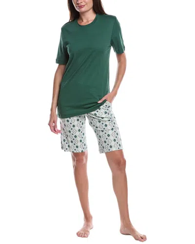 Hanro 2pc Pajama Set In Green