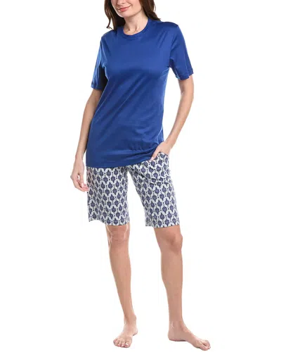 Hanro 2pc Top & Short Set In Blue