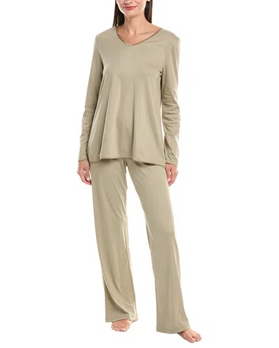 Hanro 2pc V-neck Pajama Set In Neutral