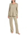 Hanro 2pc V-neck Pajama Set In Neutral