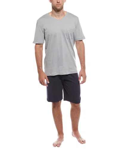 Hanro 2pc V-neck T-shirt & Short Set In Gray
