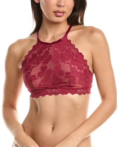 Hanro Anais Lace Halter Neck Bralette In Red