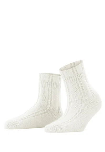 Hanro Angora Bedsock Fluffy Angora Blend Slipper Sock In White