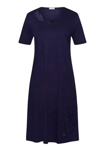 Hanro Anne Embroidered Cotton Nightgown| Evening Blue 74891-2621