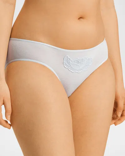 Hanro Anne Floral-embroidered Cotton Briefs In Cool Blue