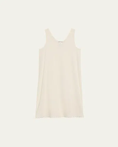 Hanro Anouk Embroidery-trim Cotton Tank Nightgown In Off White