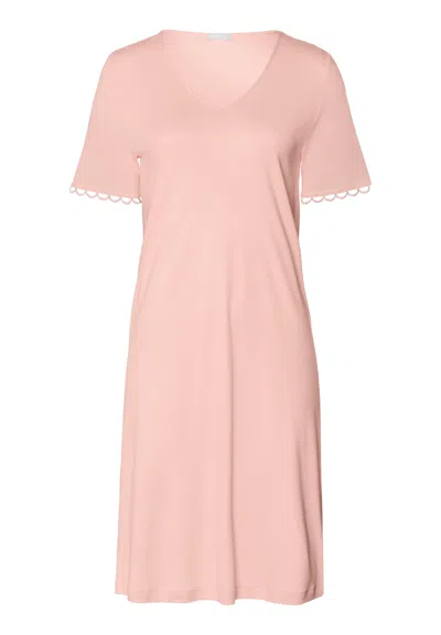 Hanro Anouk V-neck Cotton Nightgown In Pink