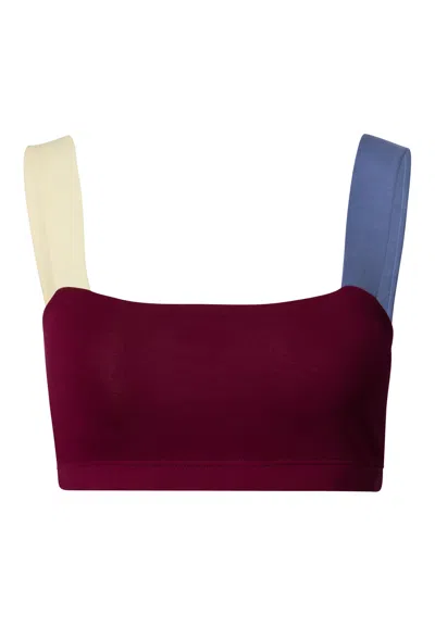 Hanro Arthur Arbesser X  Color-block Cotton Crop Top In Red