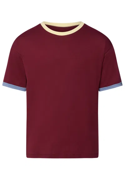 Hanro Arthur Arbesser X  Color-block Cotton T-shirt In Red