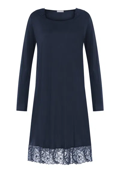 Hanro Azelia Lace Trim Nightgown In Blue