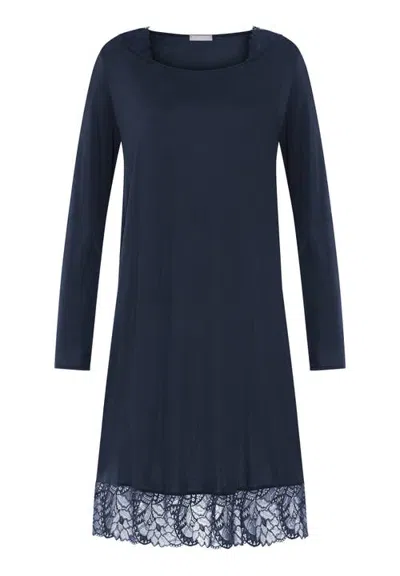 Hanro Azelia Floral Lace Tencel Nightgown In Blue