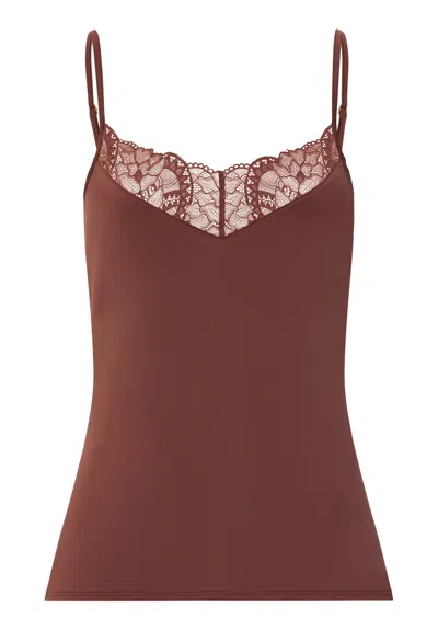 Hanro Azelia Lace Trim Camisole In Brown
