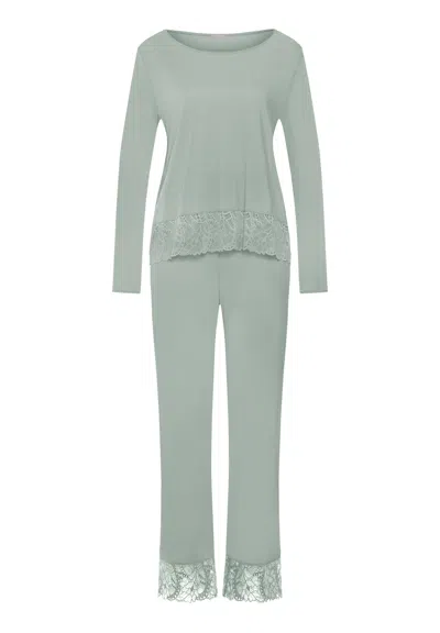 Hanro Azelia Lace Trim Pajama Set In Blue
