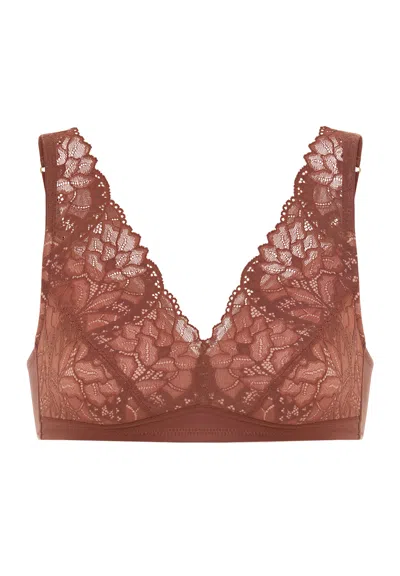 Hanro Azelia Lace Trim Soft Cup Spacer Bra In Brown