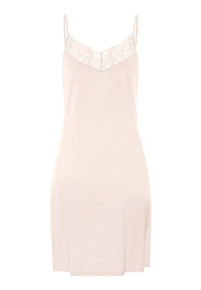 Hanro Azelia Lace Trim V-neck Chemise In Pink