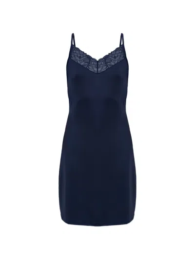 Hanro Azelia Lace-trim Nightdress In Blue