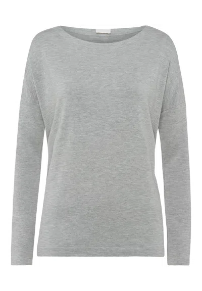 Hanro Balance Relaxed Round Neck Top In Gray