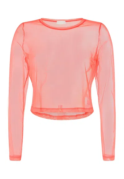 Hanro Balance Transparent Tulle Top In Pink