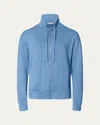 Hanro Balance Zip-front French Terry Jacket In Bay Blue