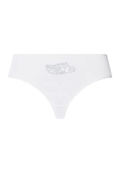 Hanro Belen Embroidered Cotton High Cut Briefs In White