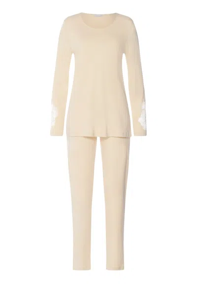 Hanro Belen Embroidered Cotton Pajama Set In Neutral