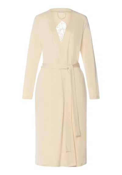 Hanro Belen Embroidered Cotton Robe In Neutral